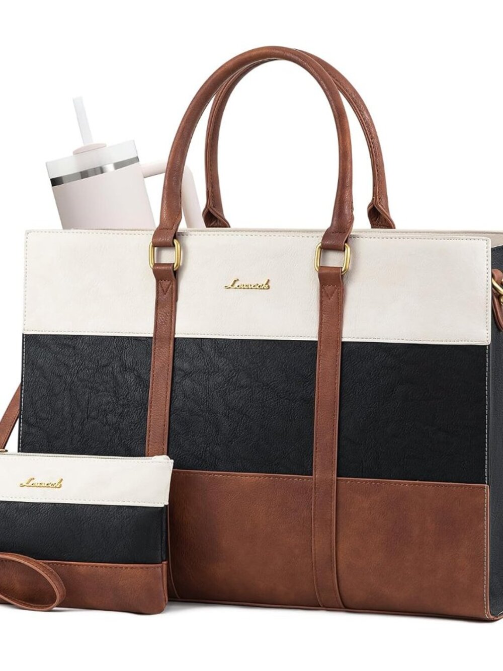 Laptop Bag for Women, 15.6 Inch Work Bags for Women, Vintage Leather Laptop Tote
